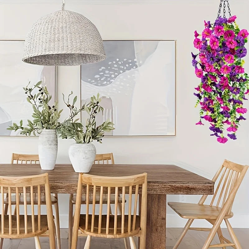 29" Artificial Silk Petunia Hanging Plant | Outdoor Fake Flowers