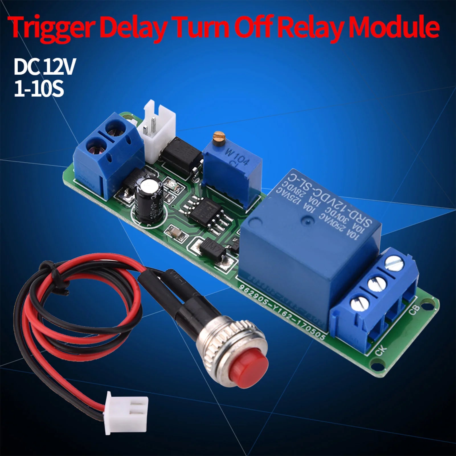 Delay Off Switch Module DC 12V Adjustable Timer Delay Turn OFF Module Timing Relay Time Switch 1~10sec Adjustable Timer Module Peaceful Pleasures Health and Wellness Default Title