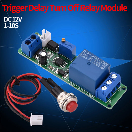 Delay Off Switch Module DC 12V Adjustable Timer Delay Turn OFF Module Timing Relay Time Switch 1~10sec Adjustable Timer Module Peaceful Pleasures Health and Wellness Default Title