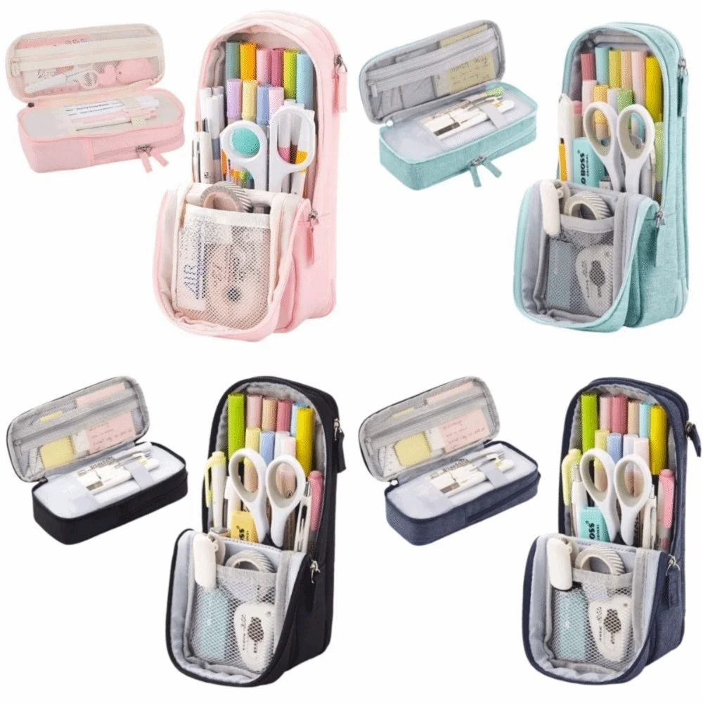 Large-capacity Folding Pencil Case Simple Double-layer Pen Storage Bag Portable Aesthetic Student Stationary Boxes School/Office Peaceful Pleasures Health and Wellness