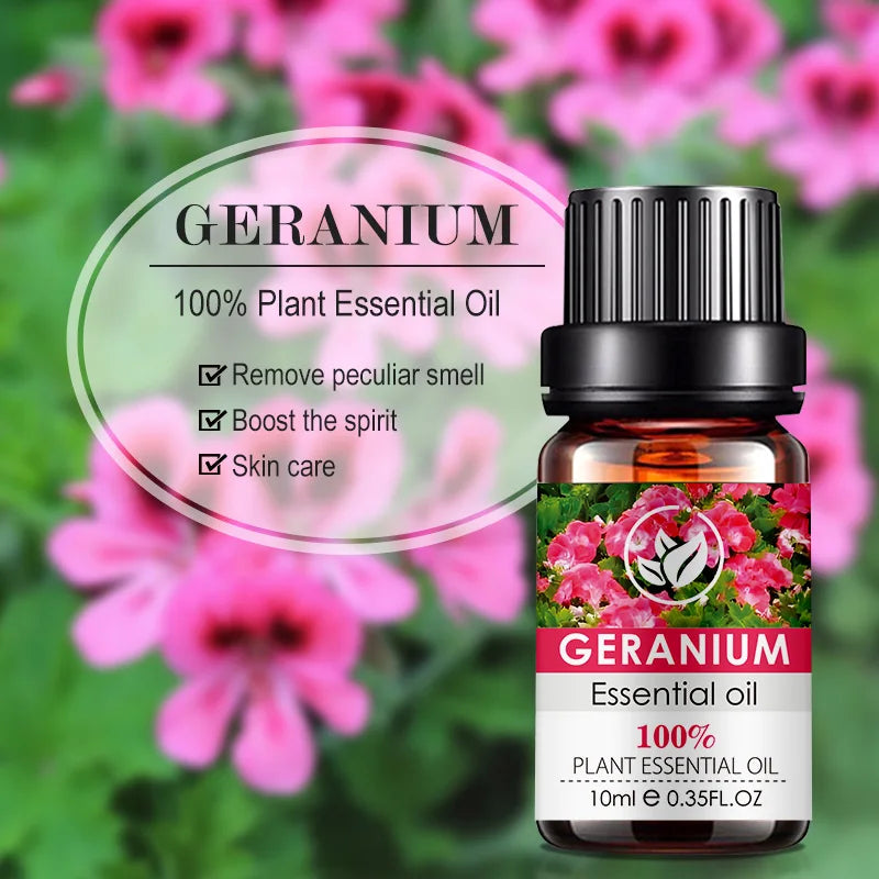 Geranium Essential Oils,100% Pure Nature for Aromatherapy, Diffuser, Humidifier, Massage, Relieve Anxiety & Stress With Tool Peaceful Pleasures Health and Wellness