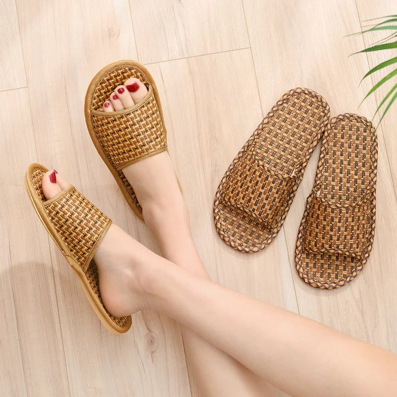 Rattan Woven Indoor Slippers | Unisex Breathable Summer Slides