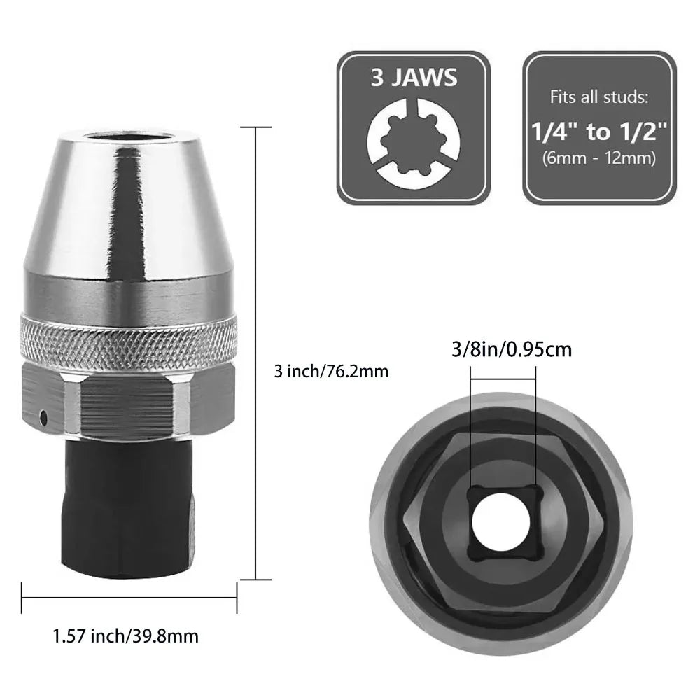 3/8" Drive Stud Extractor Steel Alloy Universal Broken Bolt Remover for 1/4"-1/2" Rounded Studs Peaceful Pleasures Health and Wellness