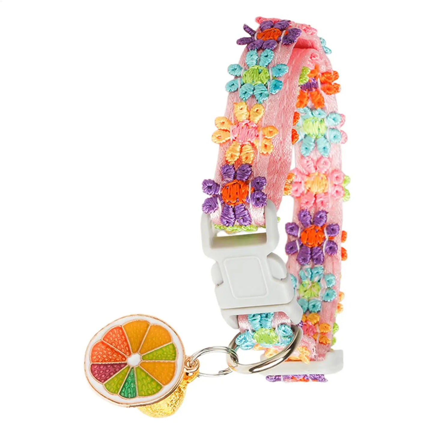 Floral Bell Cat Collar – Adjustable Lace Embroidery for Cats & Dogs