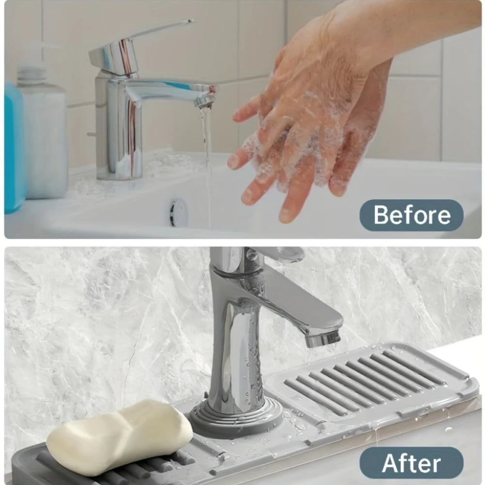 1pc Splash Guard Mat for Faucets, Sink Drain Pad, Quick Drying Kitchen and Bathroom Protector, Easy to Clean and Durable Design Peaceful Pleasures Health and Wellness