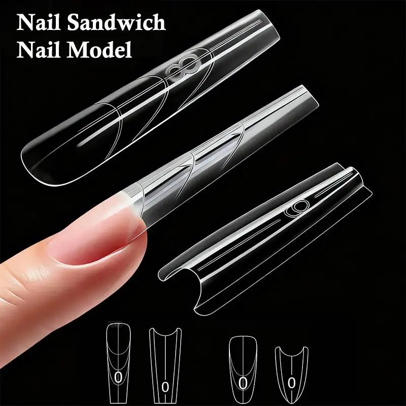 Sandwich Dual Nail Forms 60pcs – 15 Sizes, Top & Bottom Molds