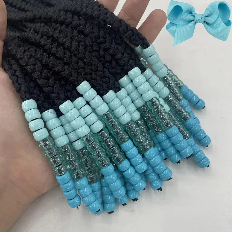 Kids Braid Ponytail dreadlock Extension with Bowknot Tie Clip in Braids Hair Extensions Wig Extensions for Girls kids Wigs Peaceful Pleasures Health and Wellness blue