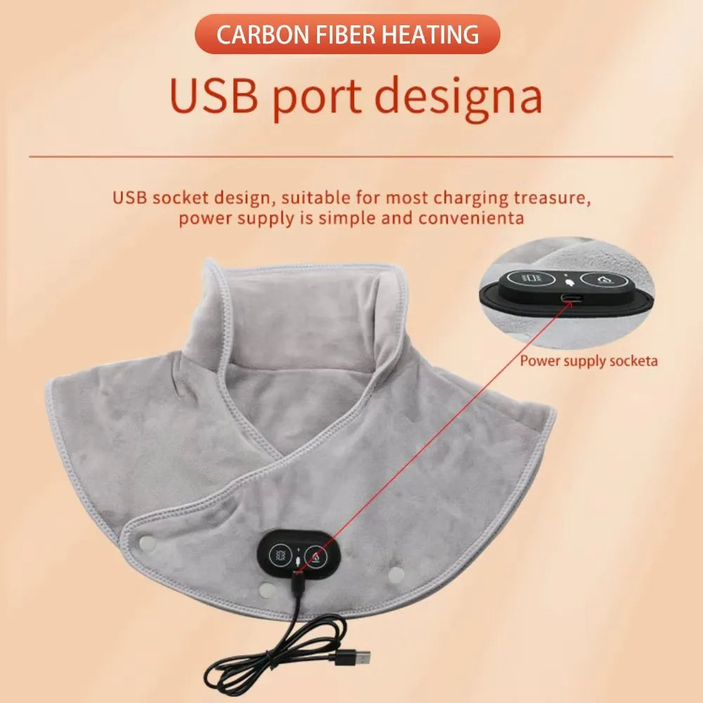 Electric Heating Shoulder Neck Pad Cervical Wrap with Three Gear Thermal Compress Massager Vibration Warm Back Relaxation Tool Peaceful Pleasures Health and Wellness