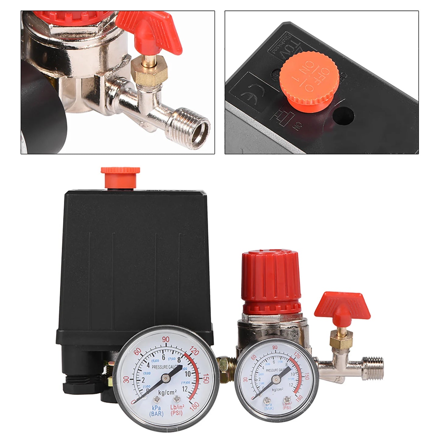 Small Air Compressor Pressure Switch Control Valve Regulator with Gauges Air Compressor Pressure Switch Air Compressor Valve Peaceful Pleasures Health and Wellness