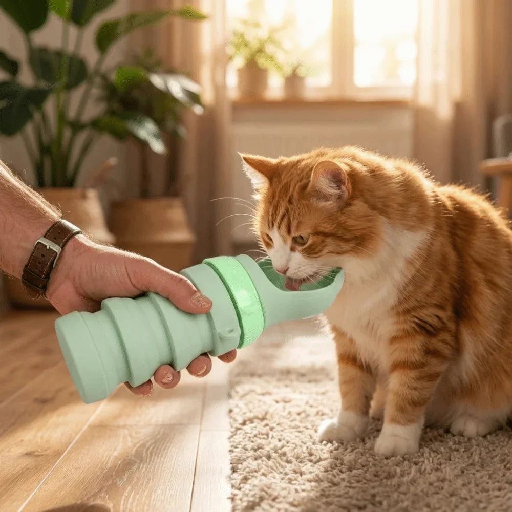 Silicone Collapsible Dog Water Bottle – Leak-Proof Travel Cup