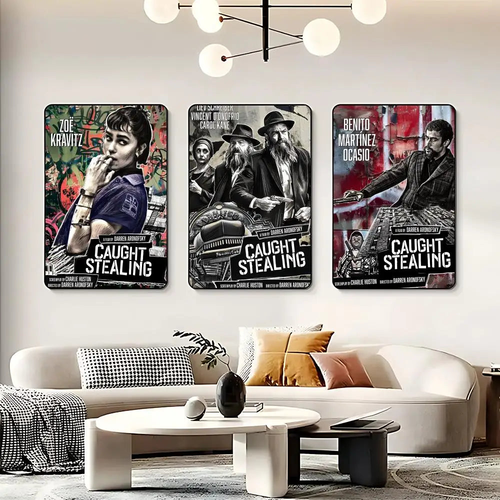 C-Caught Stealing Movie Poster – HD Self-Adhesive Wall Art Movie Wall Poster Peaceful Pleasures Health and Wellness