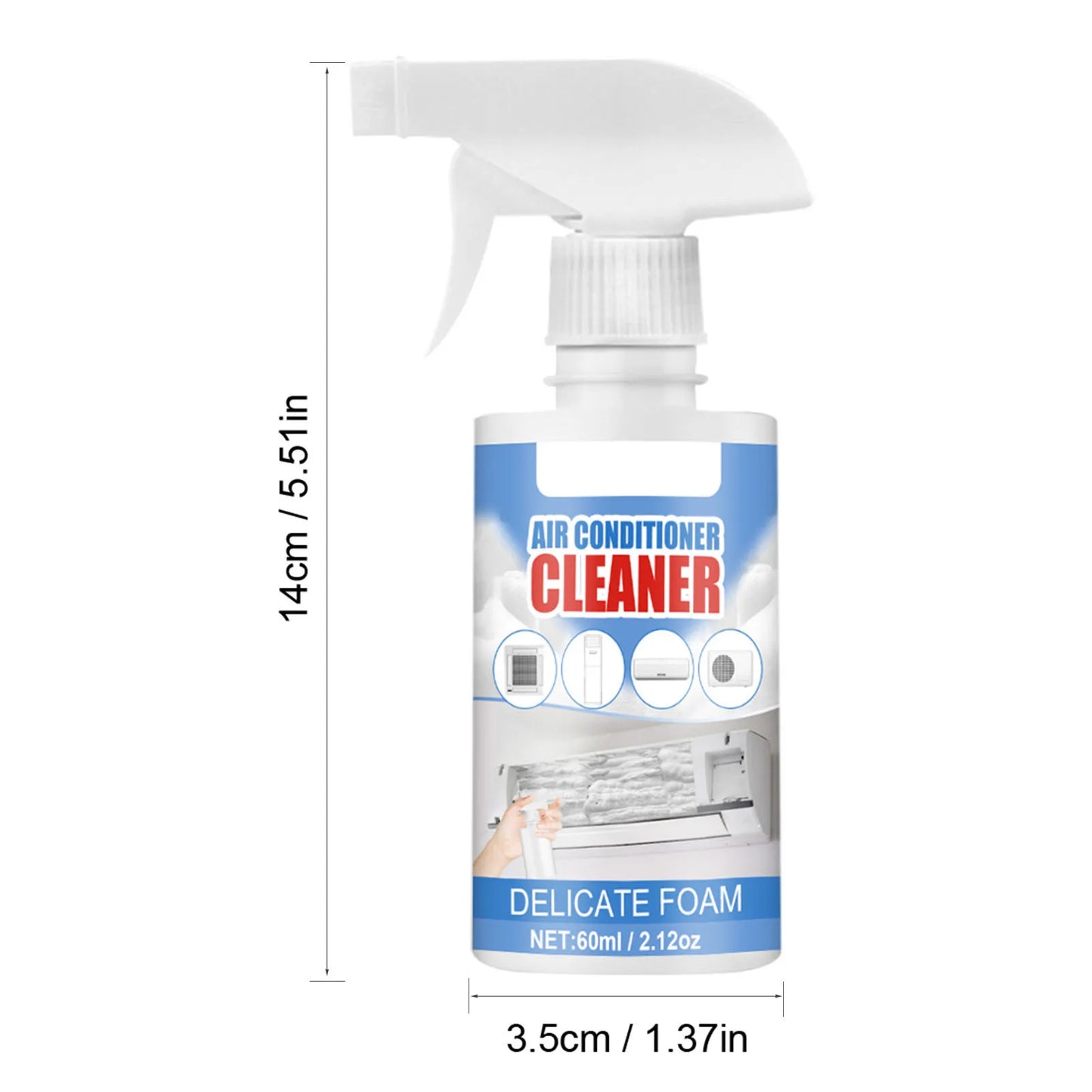 Air Conditioner Spray Foam Cleaner 60ml Powerful Cleaning Not Hurt Coil Cleaner for Restaurants Schools Stadiums Peaceful Pleasures Health and Wellness