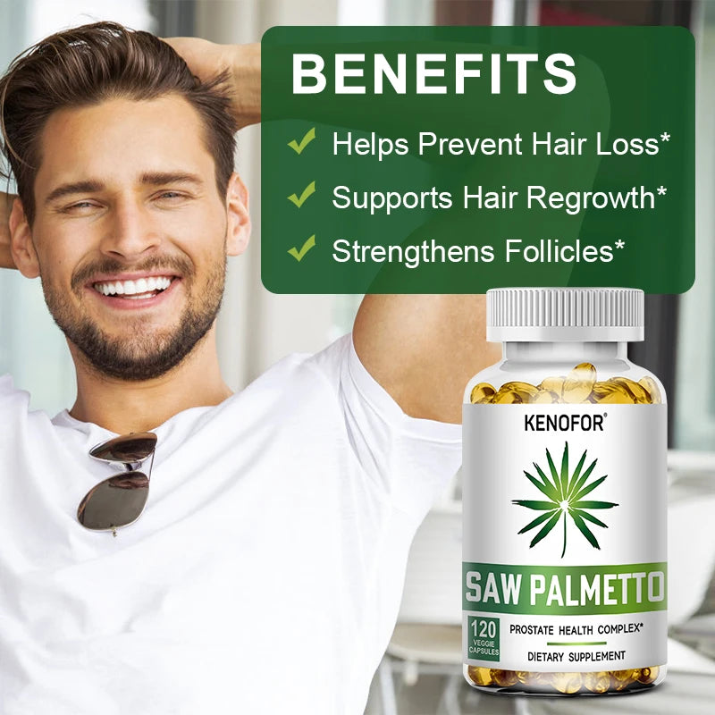 Saw Palmetto Extract, Prostate Health Supplement, Hair Growth Support To Help Maintain Normal Urination Frequency Vegan Capsules Peaceful Pleasures Health and Wellness