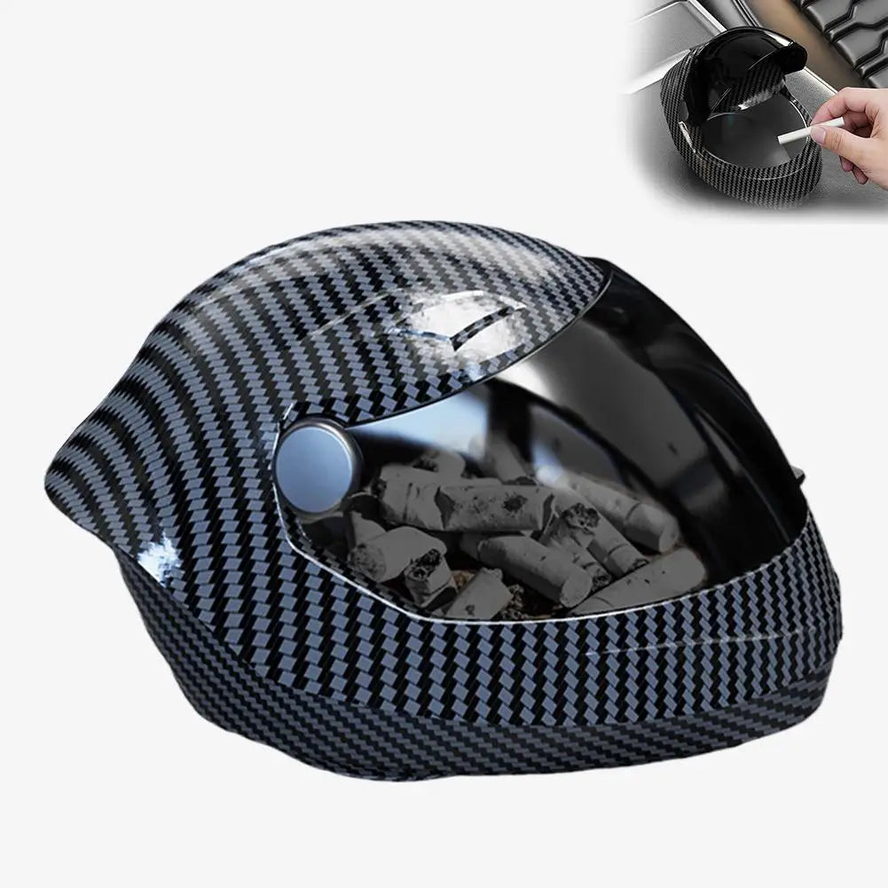 New Car Ashtray Personalized Helmet Shaped Ashtray Garbage Coin Storage Container Box Auto Car Ash Tray Interior Decor Gift Peaceful Pleasures Health and Wellness Black