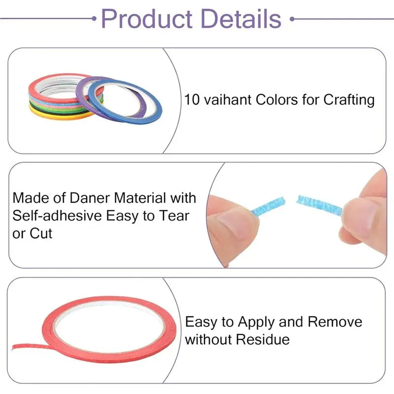 A36T-10 Rolls 1/8In Colorful Whiteboard Thin Tape Whiteboard Pinstripe Tape 10 Colors Thin For Whiteboard School Office Home Peaceful Pleasures Health and Wellness