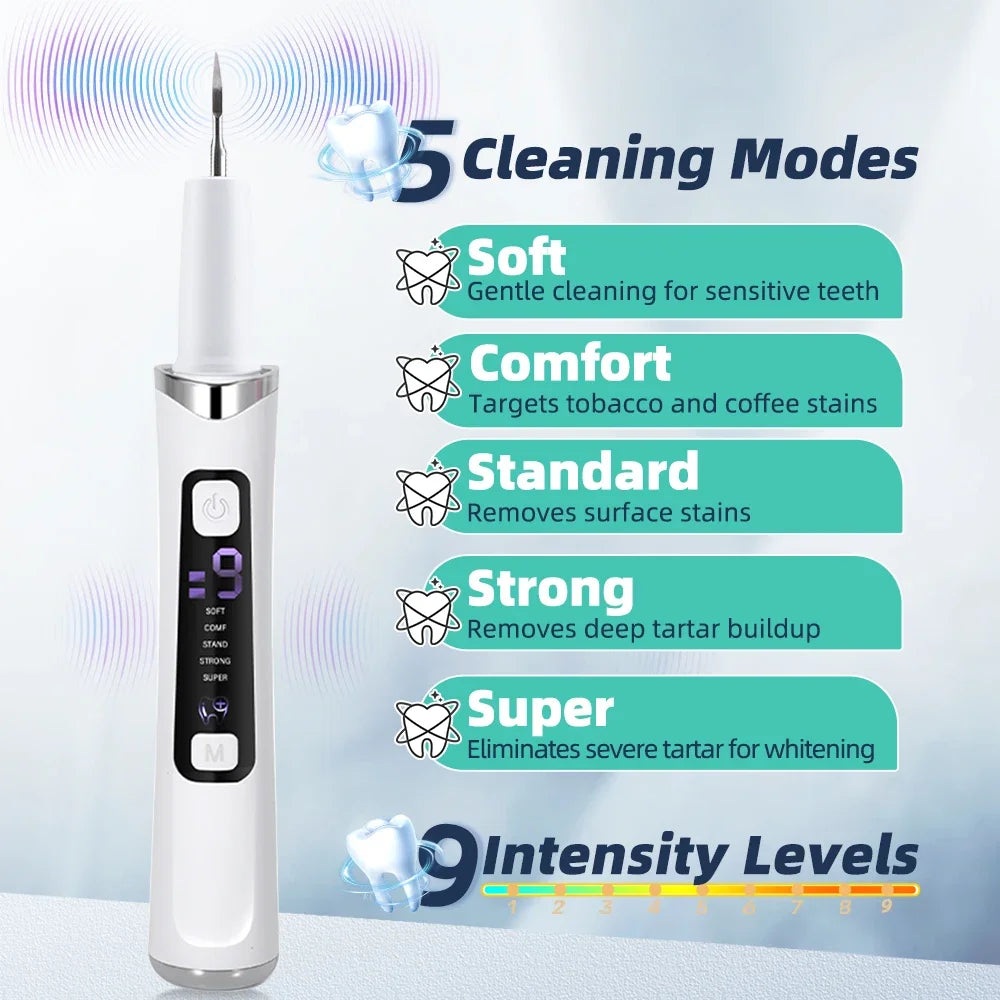 AFDEAL Ultrasonic Dental Scaler – 5 Modes, 9 Levels, LED