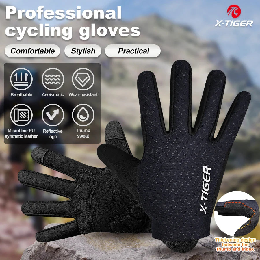 X-TIGER Full Finger Cycling Gloves – Touchscreen & Non-Slip