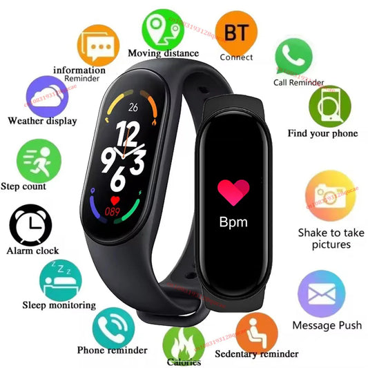 M8 Smart Band Watch Men Women Silicone Heart Rate Smart Band Varied Dial Fitness Tracker Blood Pressure Sport Bracelet M7 HW12 Peaceful Pleasures Health and Wellness