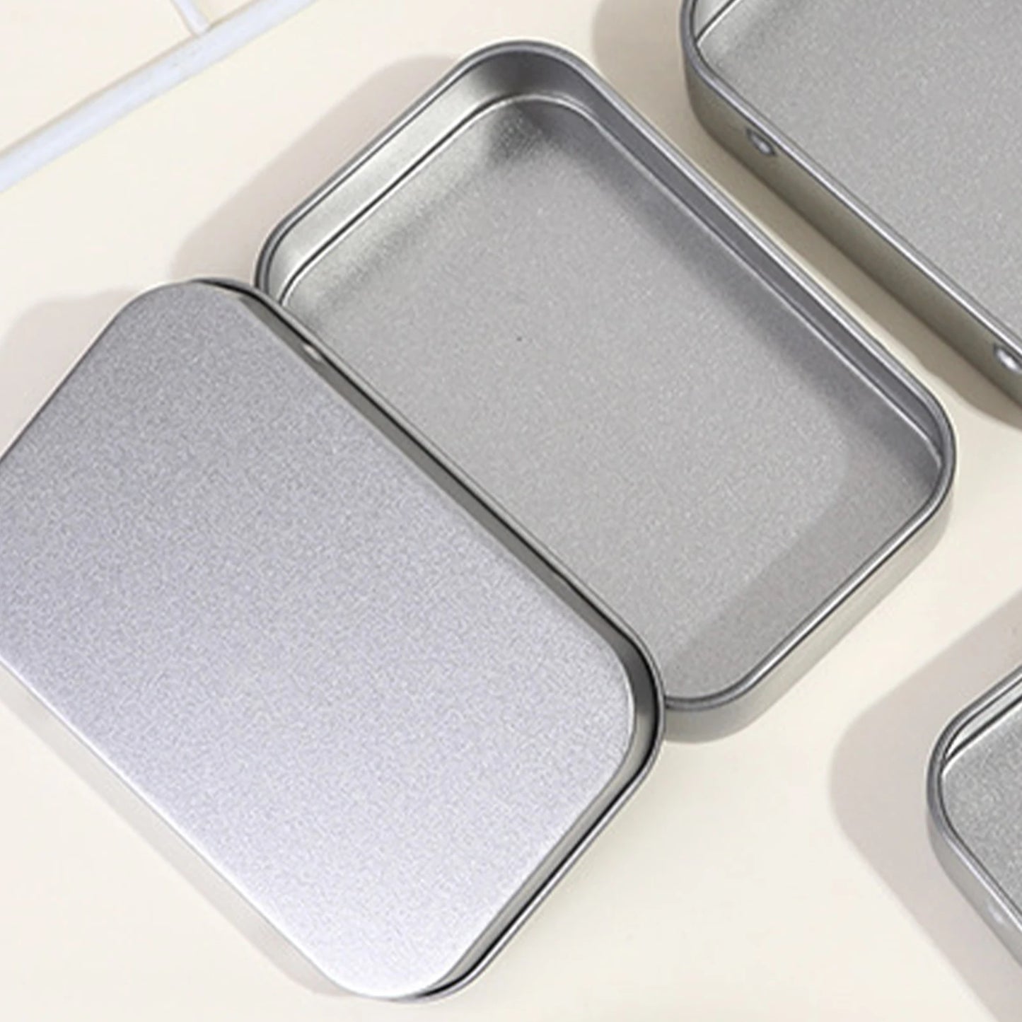10PCS Metal Empty Hinged Tins Box Silvery Metal Hardware Iron Box with Lids for Keychains USB Flash Drive Small Items Peaceful Pleasures Health and Wellness