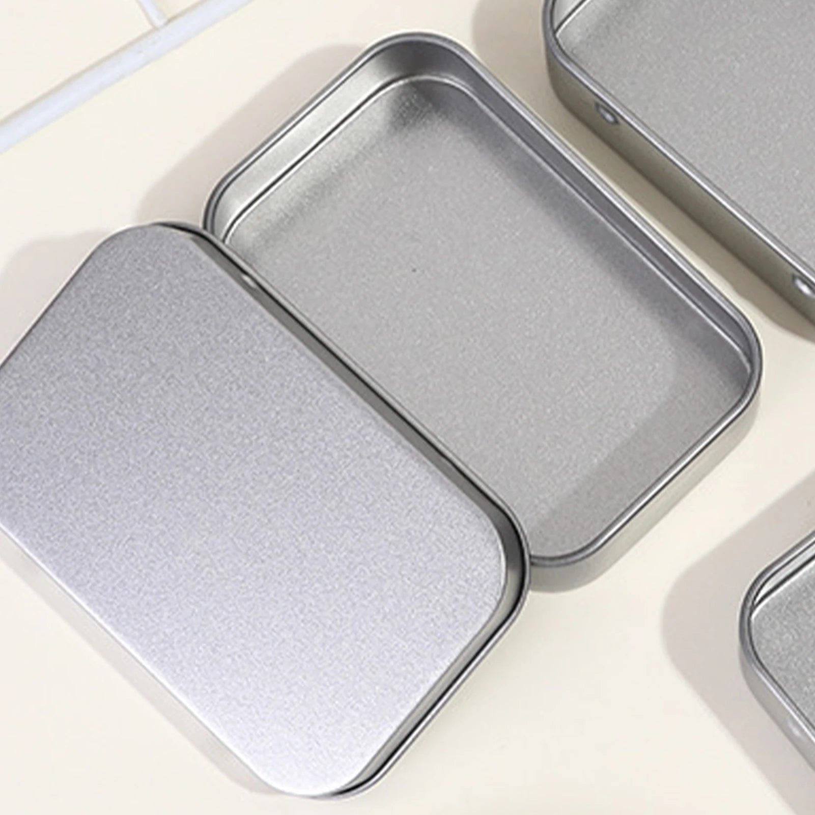 10PCS Metal Empty Hinged Tins Box Silvery Metal Hardware Iron Box with Lids for Keychains USB Flash Drive Small Items Peaceful Pleasures Health and Wellness