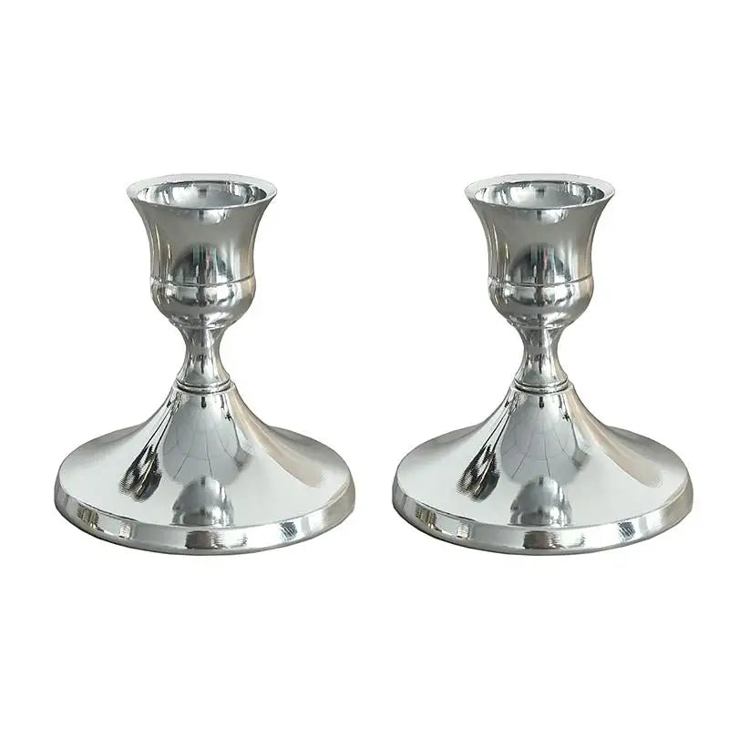 2Pcs/pack Decorative Tabletop Candle Holders Iron Candlelight Dinner Props Bar Party Candelabra Home Hotel Decoration 6.7*7.0cm Peaceful Pleasures Health and Wellness sliver