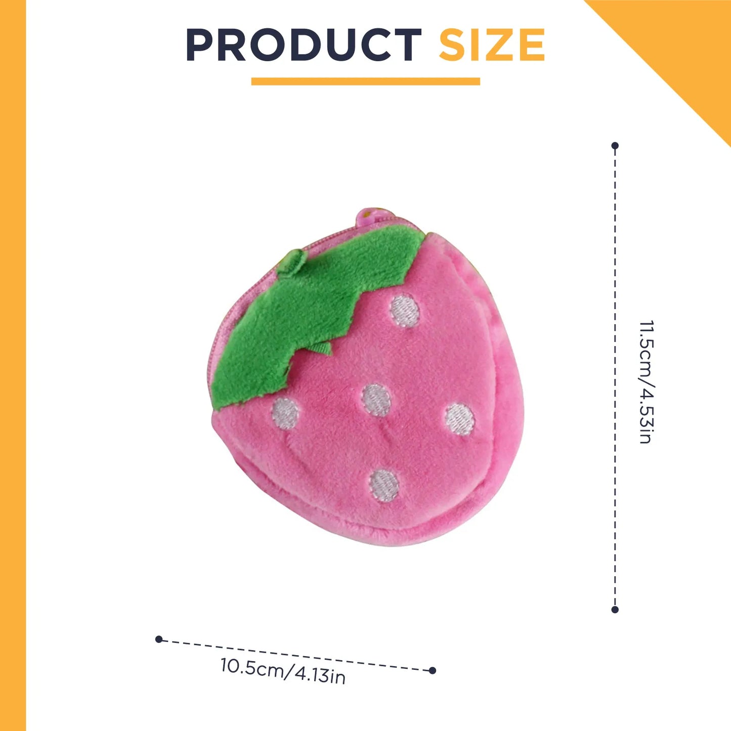 Strawberry Plush Coin Purse – Cute Fruit Zipper Wallet for Girls