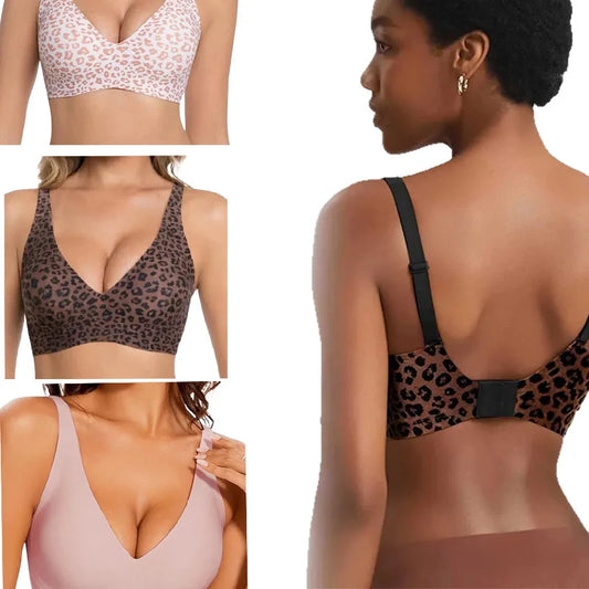 Leopard Print Wireless Bra – Seamless, Wire-Free, Full Cup Wireless Bra Peaceful Pleasures Health and Wellness