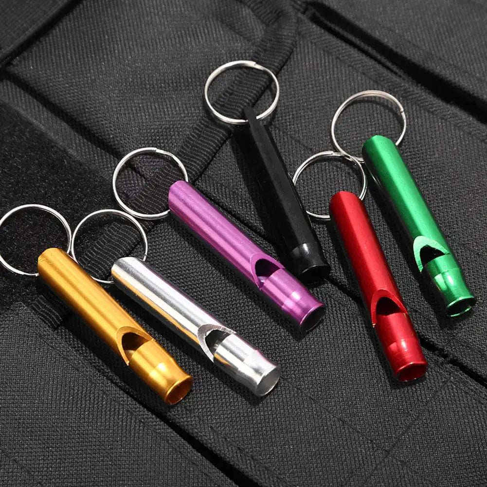Outdoor Aluminum Alloy Small Whistle Portable Keychain Referee Whistle High Decibel Emergency Fire Training Survival Whistle Peaceful Pleasures Health and Wellness