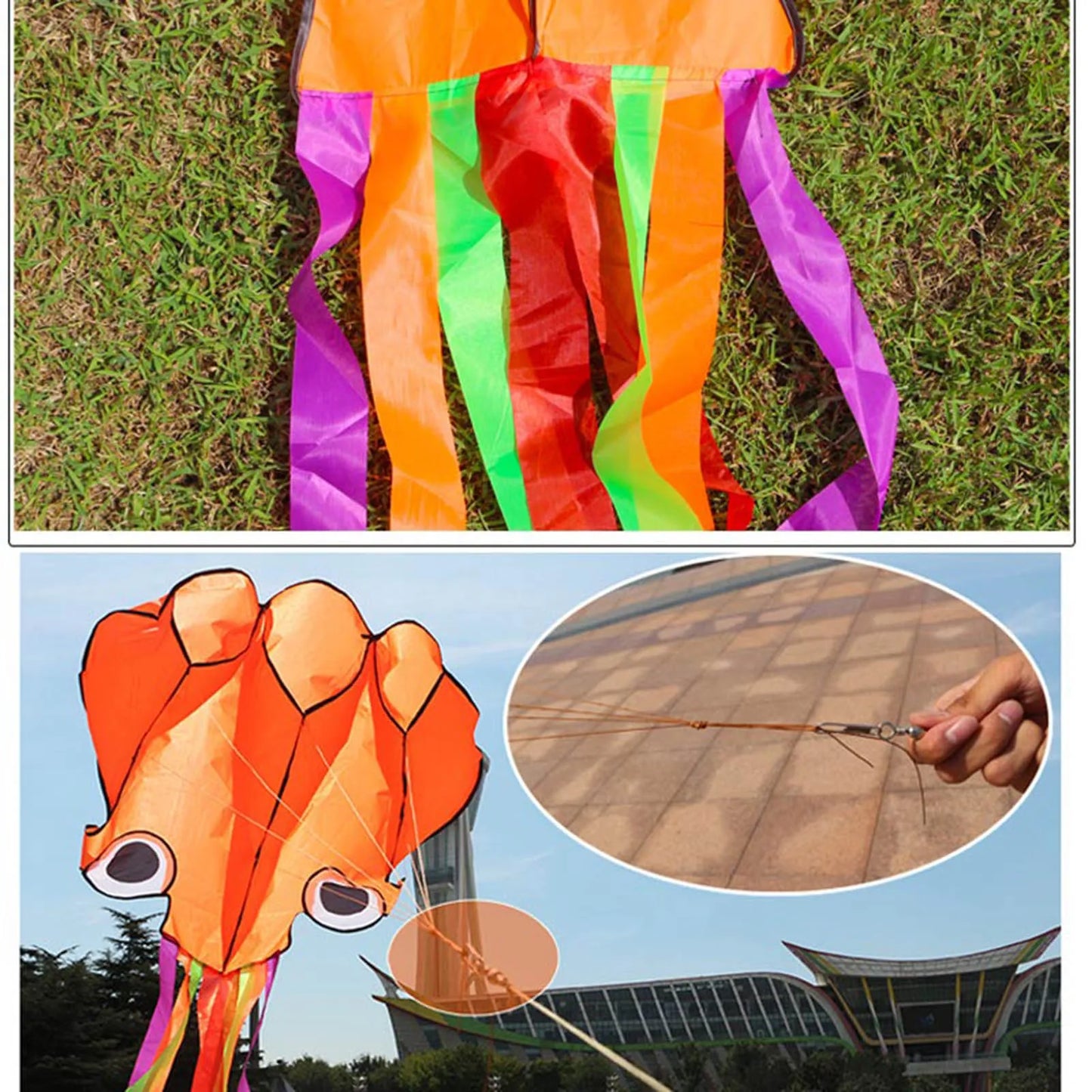 Kite Soft Octopus Flyer Kite Large Octopus Easy Flyer Kite with Handle & Line for Beach Park Garden Peaceful Pleasures Health and Wellness