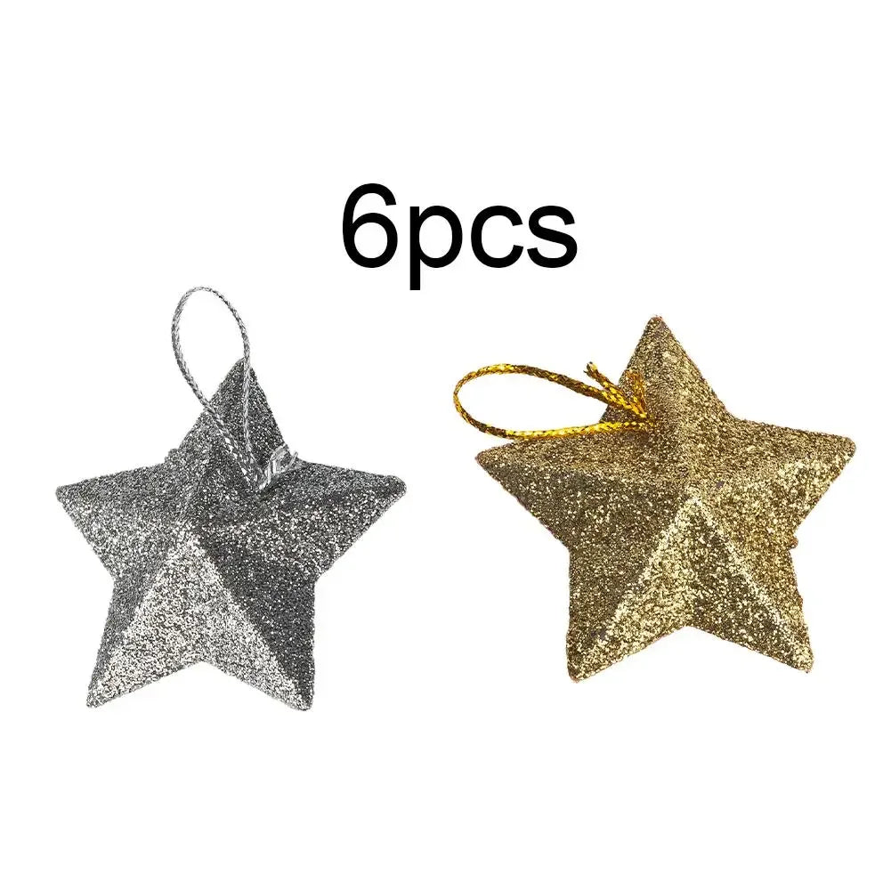 Christmas Tree Star Ornaments Set of 6 | Festive Pendant Decor