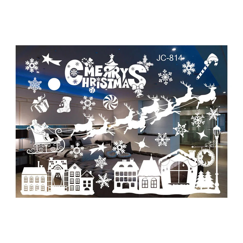 Christmas Window Clings – Snowflake & Reindeer Static Decals