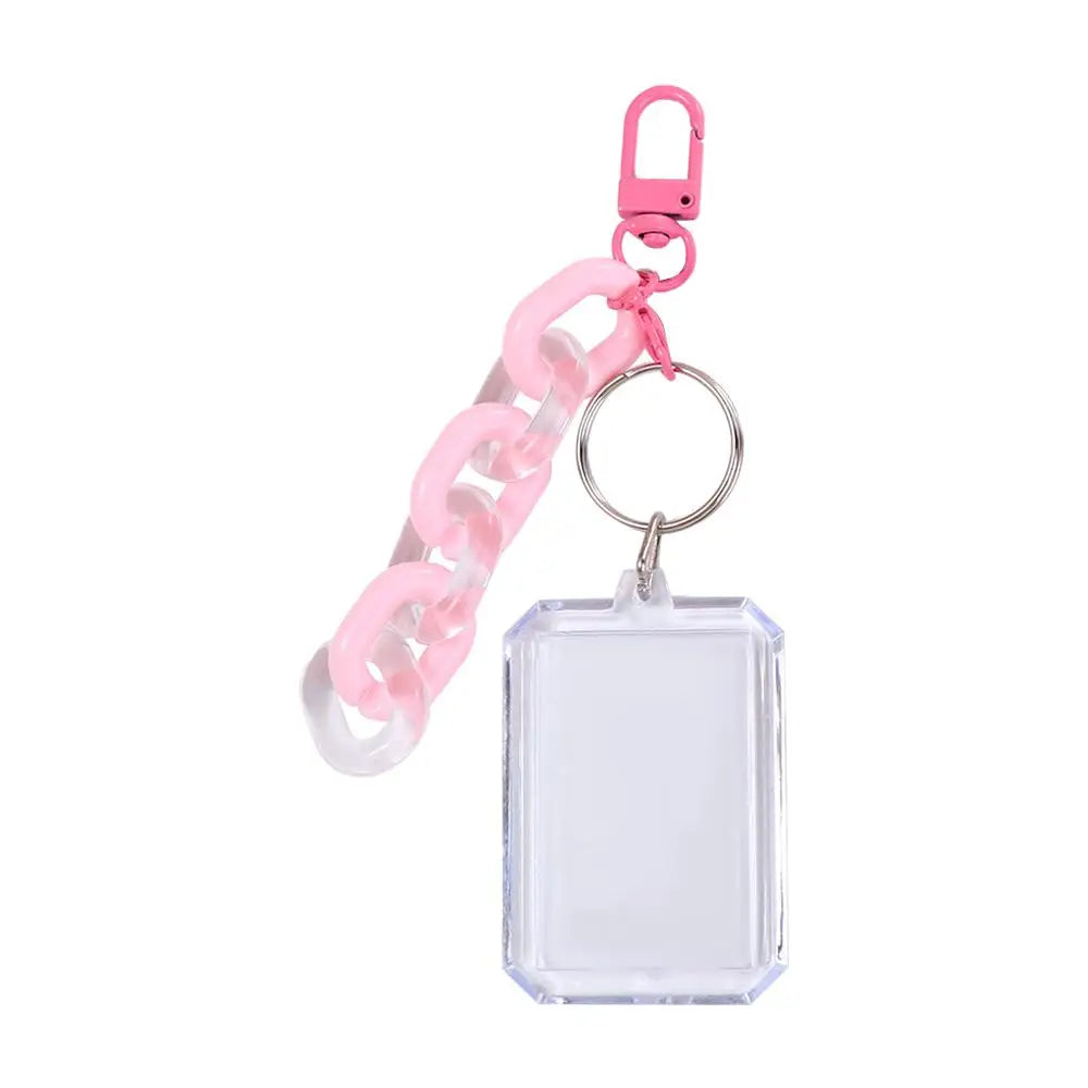 Protector Collect Transparent Album Photo Card Idol Photo Sleeves Photocard Holder Card Sleeves Keychain ID Holder Pendant Peaceful Pleasures Health and Wellness pink-without pendant