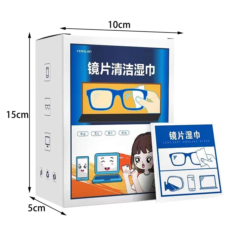 Anti-Fog Lens Cleaning Wipes 100pcs | Alcohol-Free, Lint-Free
