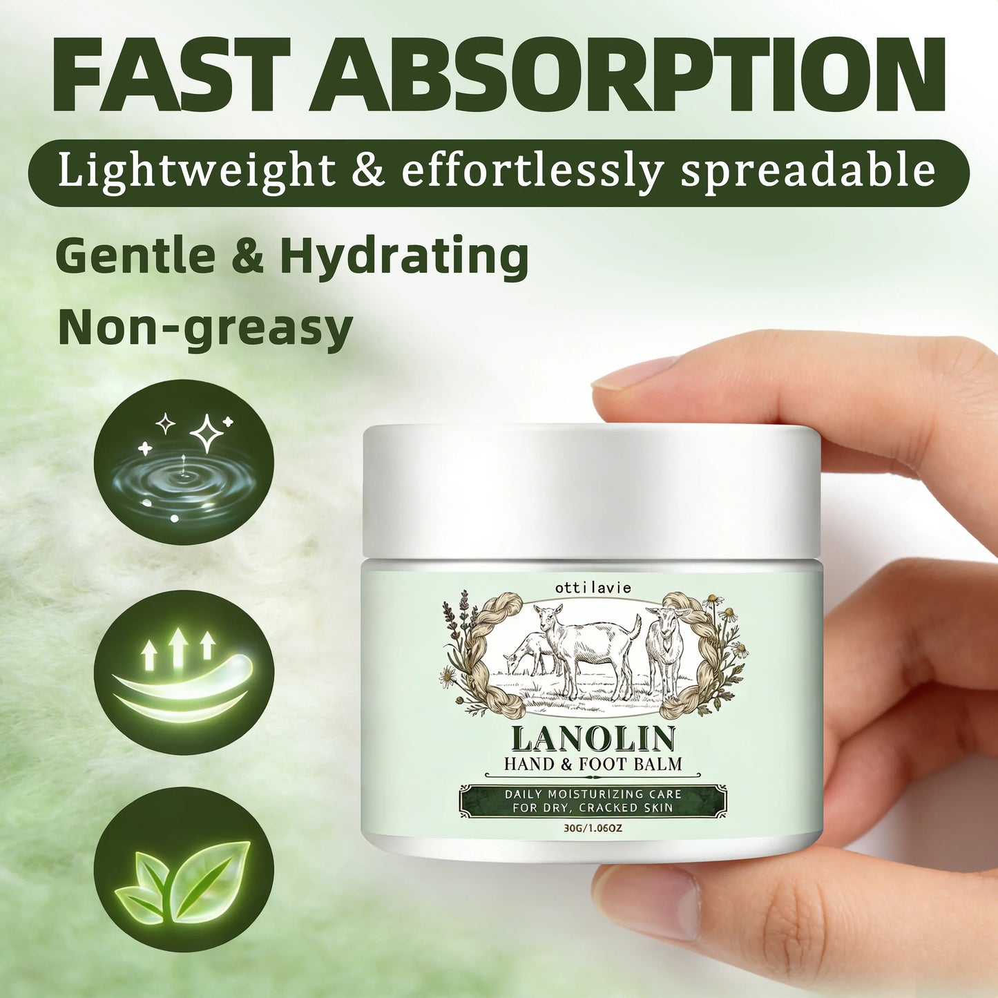 Ottilavie Lanolin Hand & Foot Cream | Travel Size Moisturizer