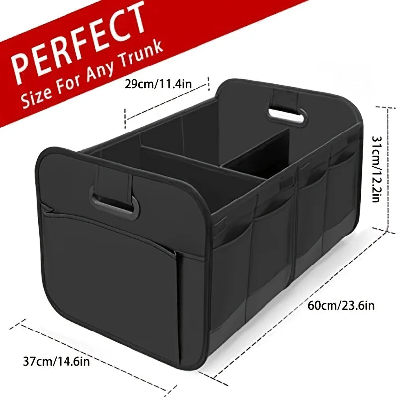 Collapsible Car Trunk Storage Box 600D Oxford Fabric Reinforced Handles Multiple Compartments for SUV Minivan Vehicle Storage Peaceful Pleasures Health and Wellness