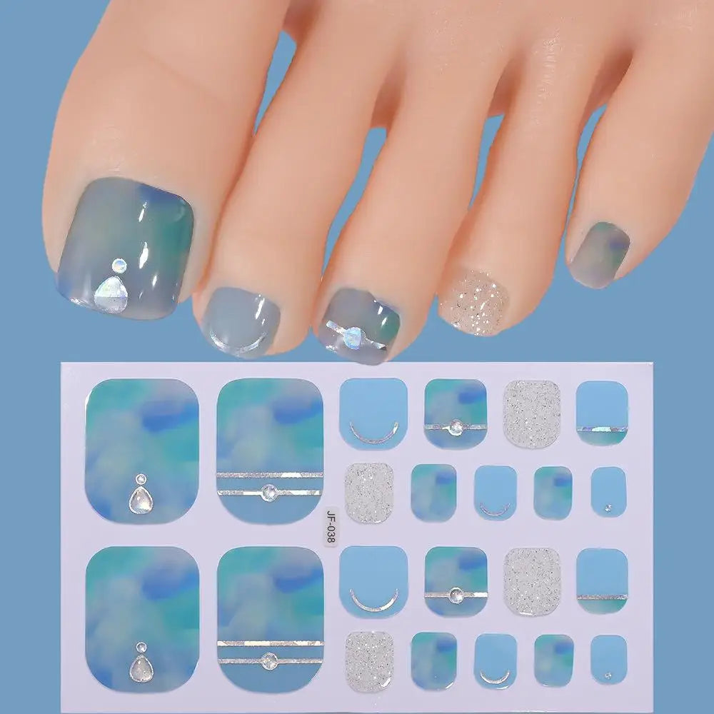 22tips/Sheet Glitter Toenail Stickers Glittering Full Wraps for Summer Pool and Beach for Nail Art and Decorative Nail Decals Peaceful Pleasures Health and Wellness H