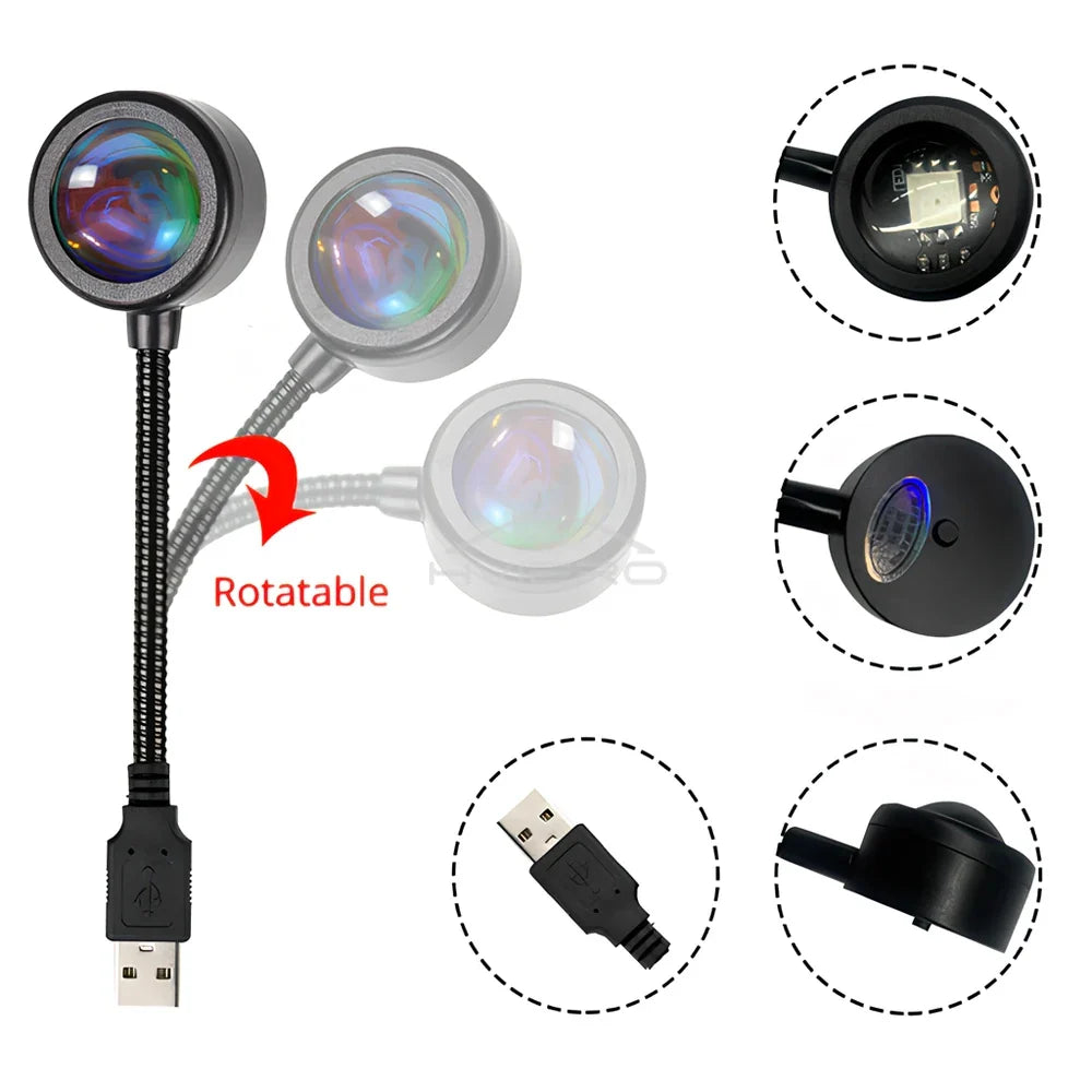 LED Sunset Lamp USB Projector – Mood Night Light for Bedroom