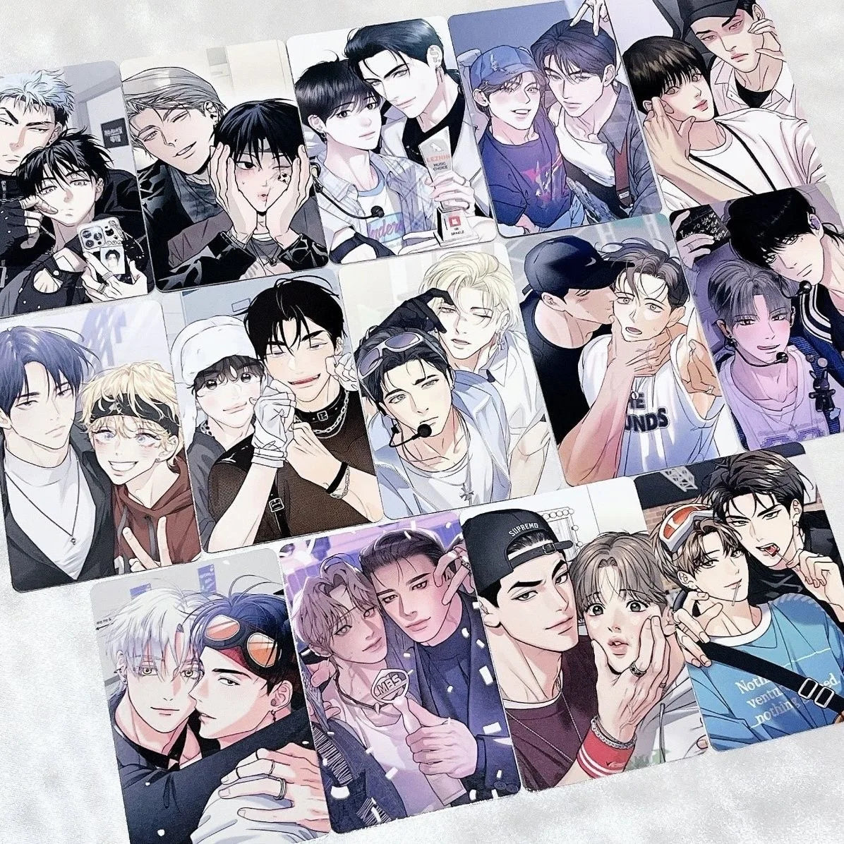 Korean BL Manhwa Photo Cards Anime Couple Character Laser LOMO Comic