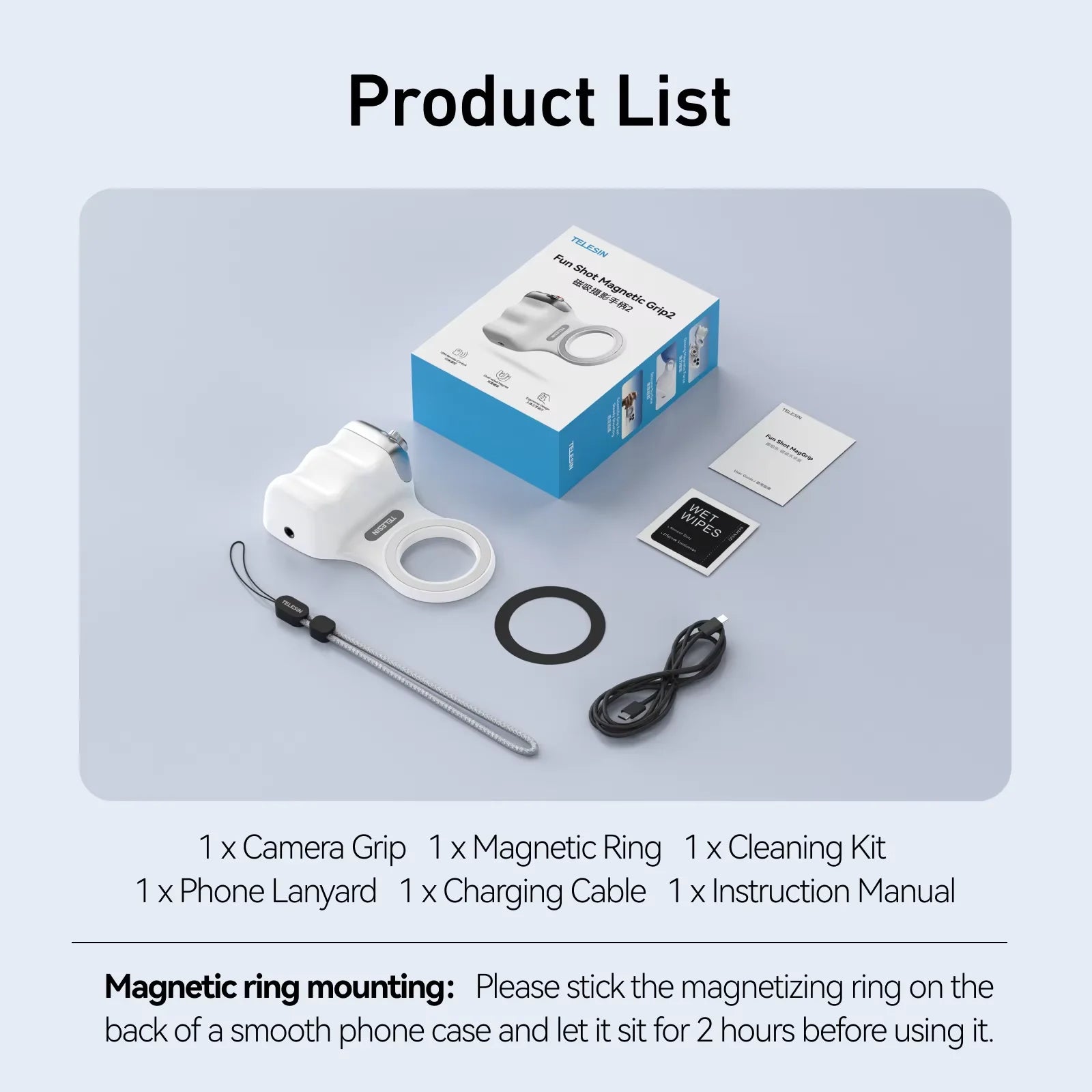 TELESIN Magnetic Phone Camera Shutter Grip and Fill Light Set Shooting Aid Remote Control Handle for Iphone HUAWEI SAMSUNG Phone Peaceful Pleasures Health and Wellness White Hand Grip