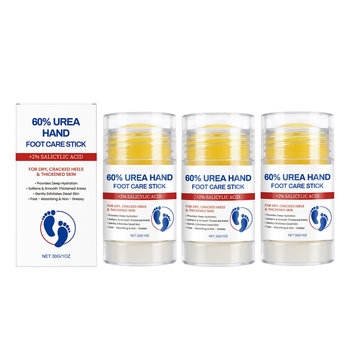 60% Urea Cream 2% Salicylic Acid Foot and Hand Cream Moisturizing Stick Beeswax Exfoliating Cracked Heel Repair Winter Skincare Peaceful Pleasures Health and Wellness 3pcs
