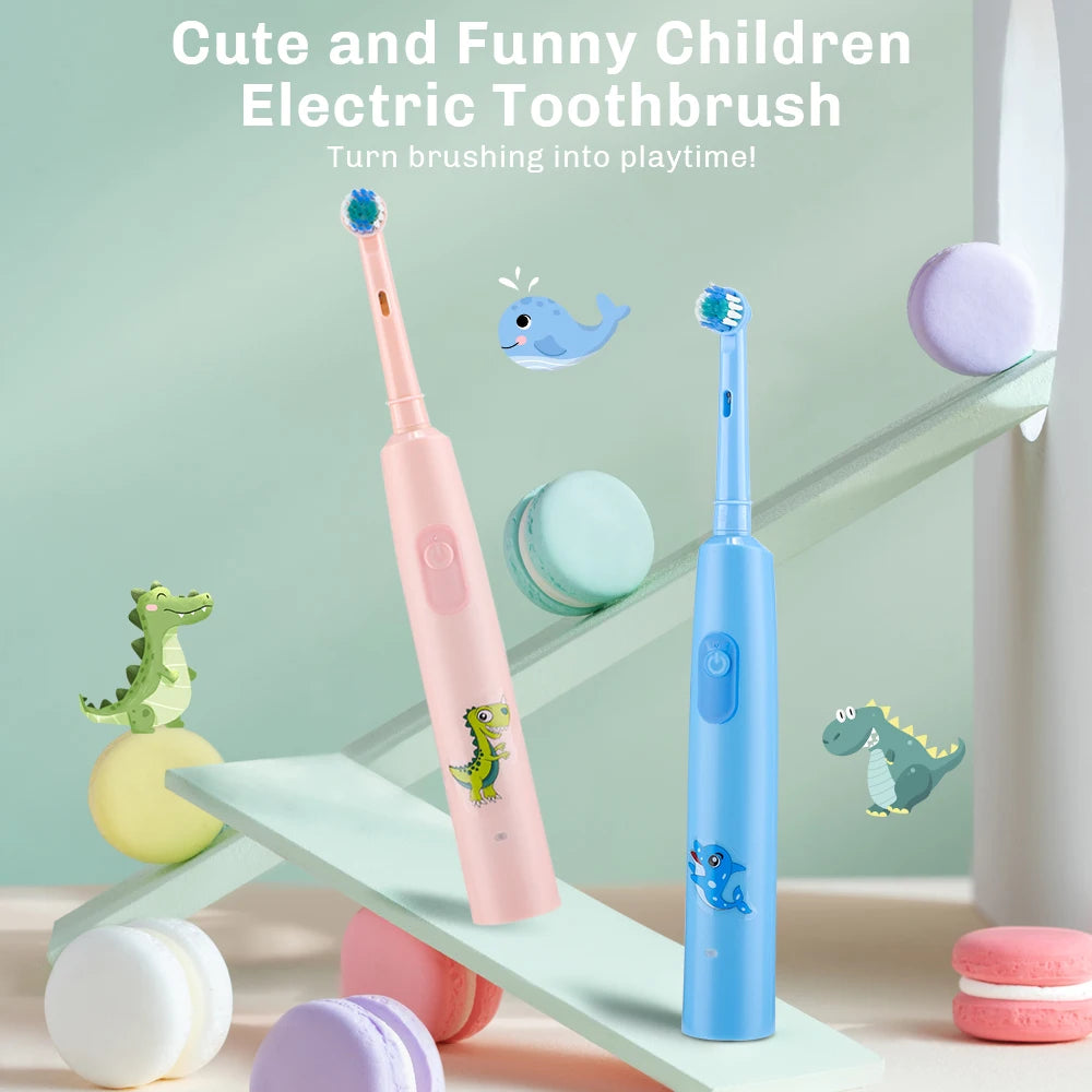 Rechargeable Smart Toothbrush for Children Cleaning Whitening & Massage 3 Modes IP67 Electric Cartoon Toothbrush 2-Min Timer Peaceful Pleasures Health and Wellness