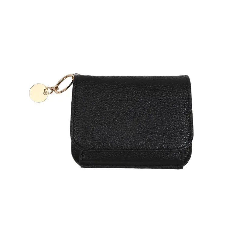 Folding Short Wallet for Women Simple Solid Color Coin Purse Credit Card Holder Cute Multifunctional Ladies Wallet Peaceful Pleasures Health and Wellness Black