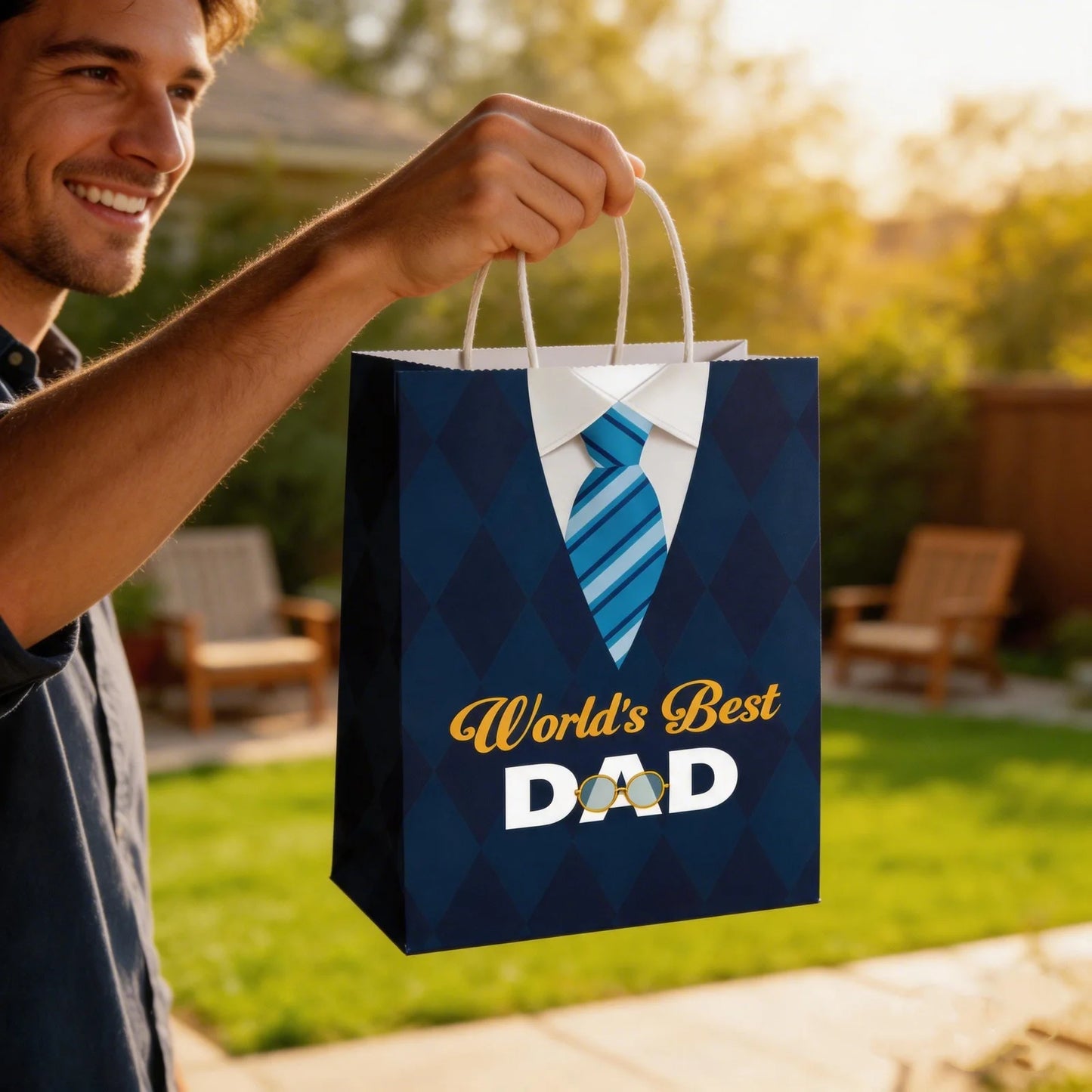 1pc Worlds Best Dad Paper Gift Bag For Fathers Day Gift Wrap Present Bags Party Favor Supplies Bulk For Husband Grandfather Peaceful Pleasures Health and Wellness