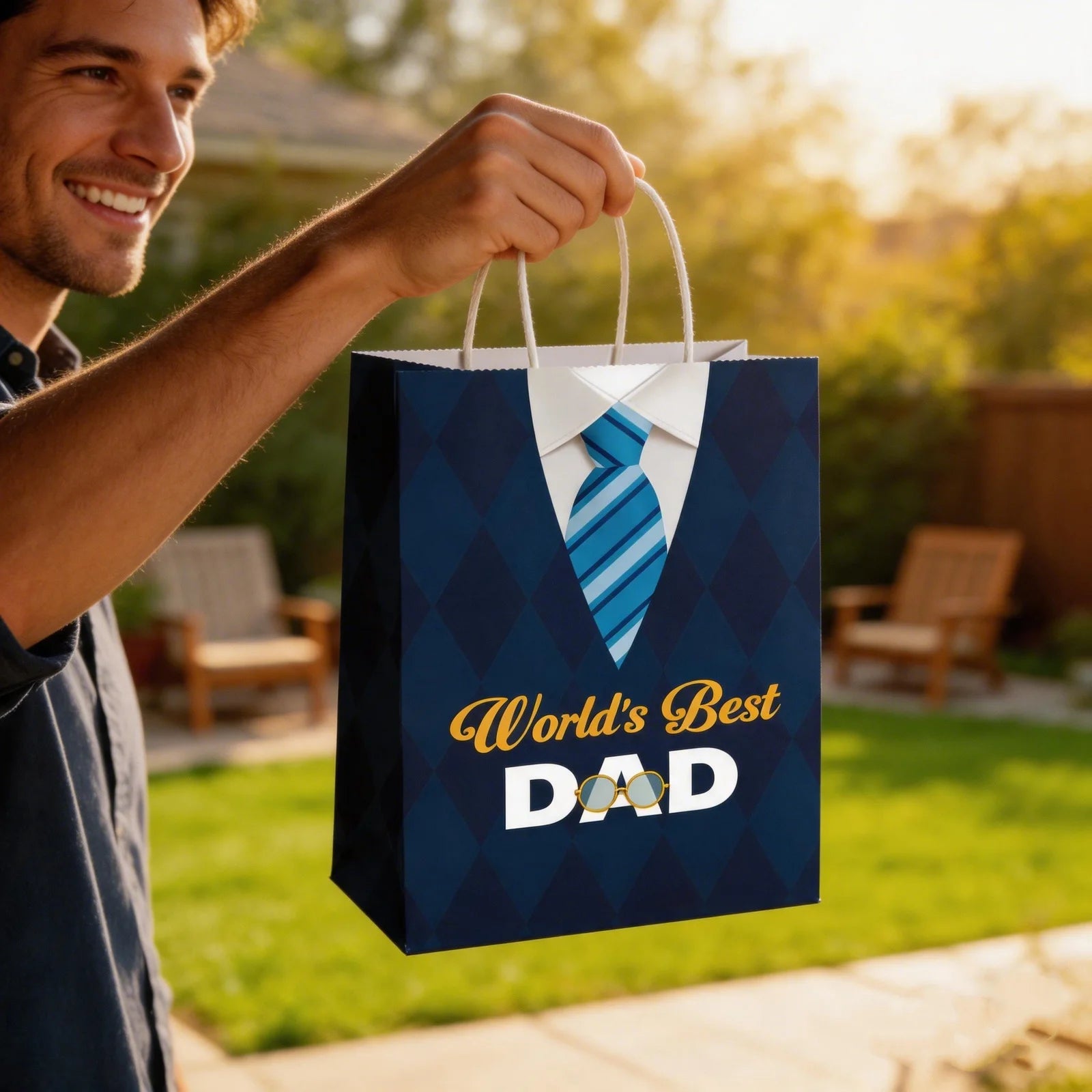 1pc Worlds Best Dad Paper Gift Bag For Fathers Day Gift Wrap Present Bags Party Favor Supplies Bulk For Husband Grandfather Peaceful Pleasures Health and Wellness