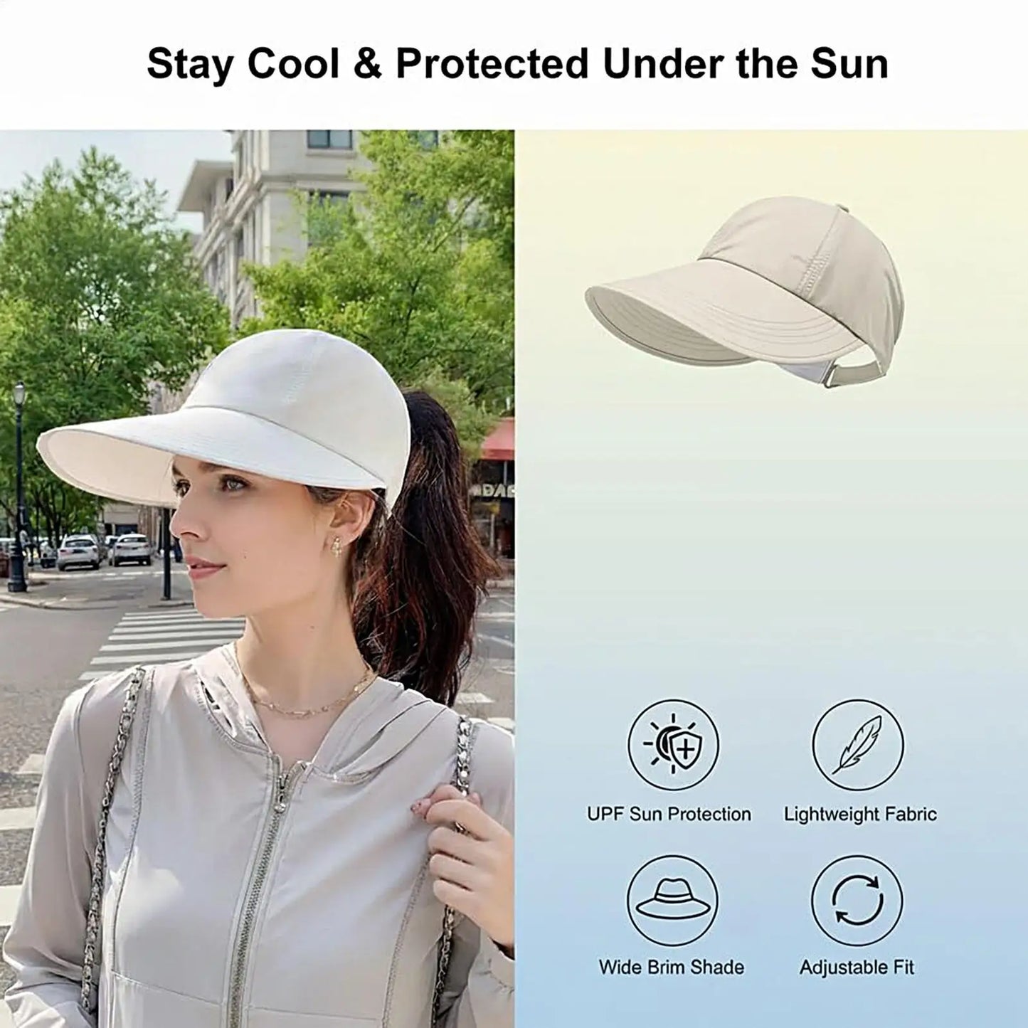Wide Brim UV Sun Hat – Breathable Adjustable Unisex Outdoor Cap