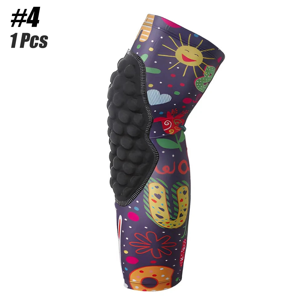 1Pcs Sports Kneepad Honeycomb Kids Child Knee Pads Basketball Gym Knee Protector Braces Support Football Compression Leg Sleeves Peaceful Pleasures Health and Wellness 4-Cartoon Graffiti YS