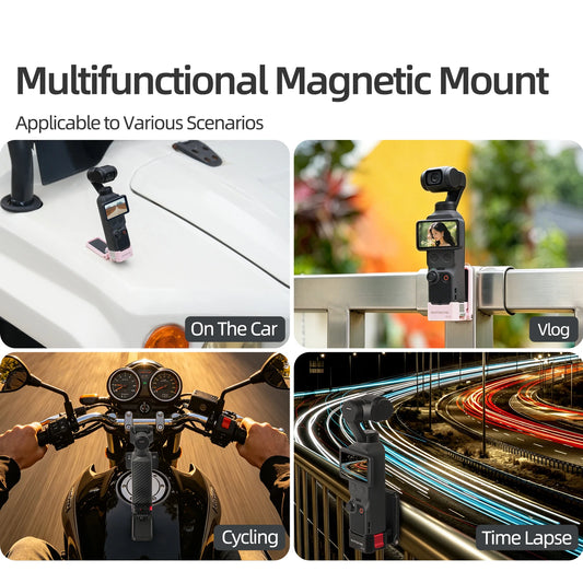 For DJI Osmo Pocket4/3 Quick Release High-Strength Magnetic Bracket Adjustable Base Portable Outdoor Photography Accessories Peaceful Pleasures Health and Wellness