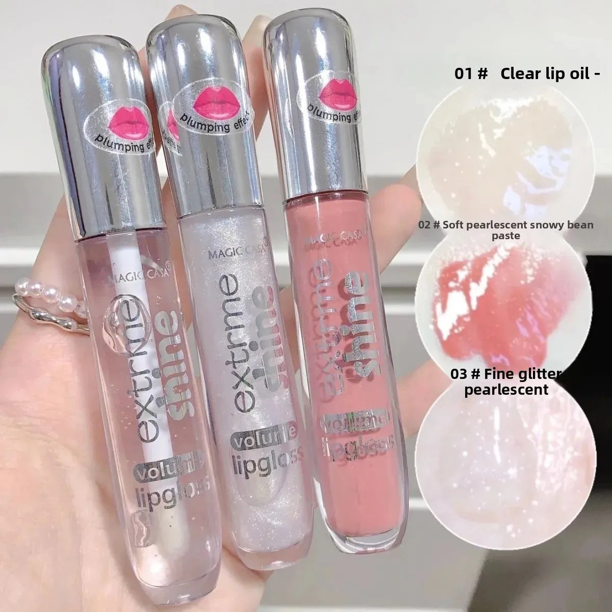 MAGIC CASA Shimmer Lip Oil Gloss – Hydrating Pearlescent Glaze