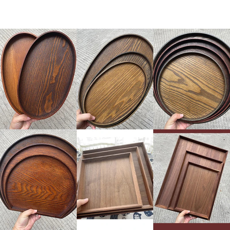 Oval Serving Trays Tableware Dessert Tea Saucer Coasters Coffee Coasters Wooden Plate Storage Food Display Home Hotel Decor Peaceful Pleasures Health and Wellness