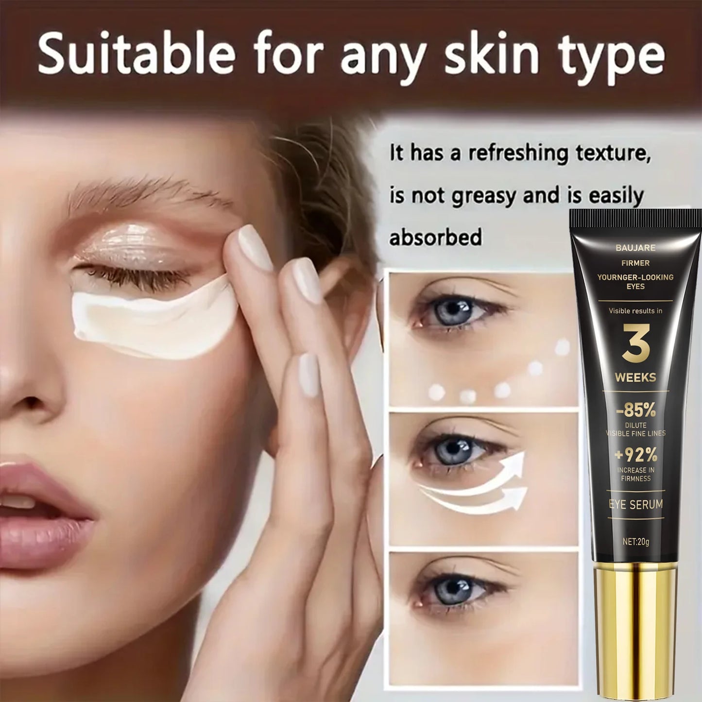Retinol & Caffeine Eye Serum | Hyaluronic Acid, Collagen, Bee Venom Eye Serum Cream Peaceful Pleasures Health and Wellness